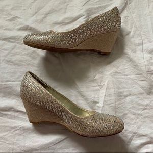 Nicole Gold Wedge Heels